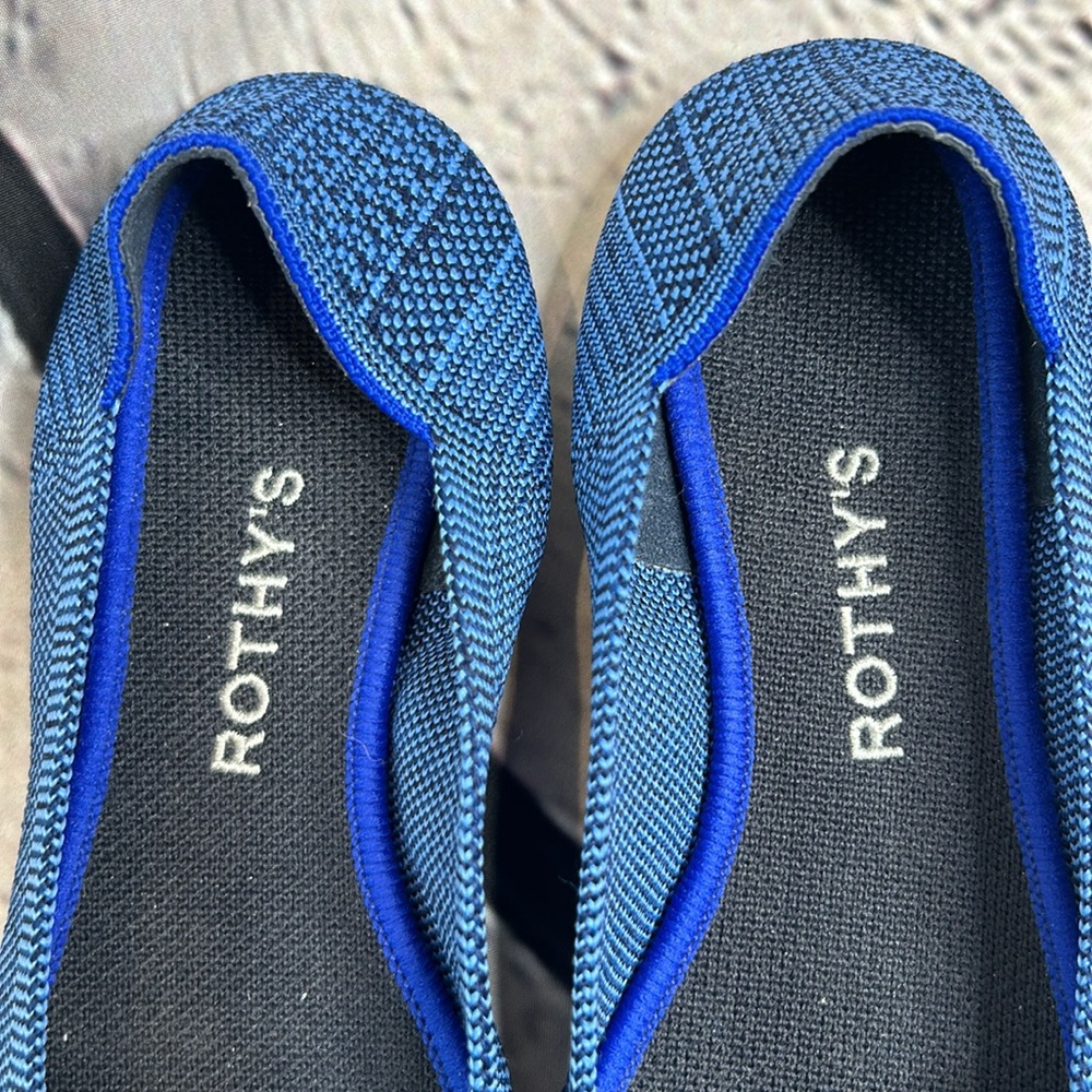 Rothy's RARE Lapis Blue Navy Python The Point Flats Size 7.5 Excellent Condition - Picture 4 of 11